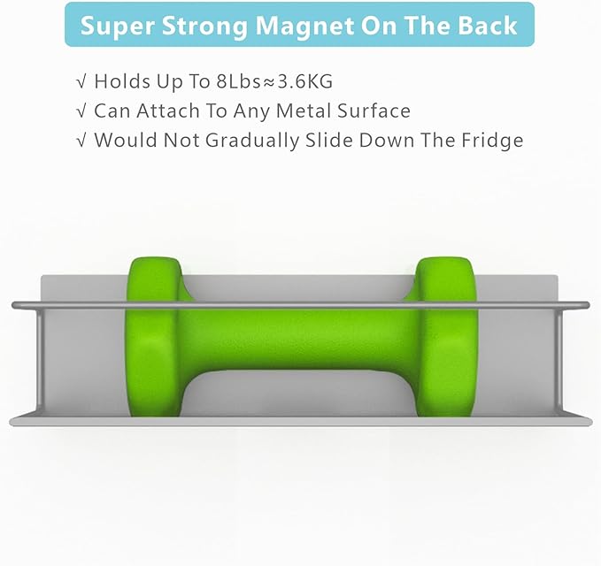 Roysili Magnetic Spice Rack For Refrigerator, Space Saving Magnetic Shelf For Fridge Grey 4 Pack