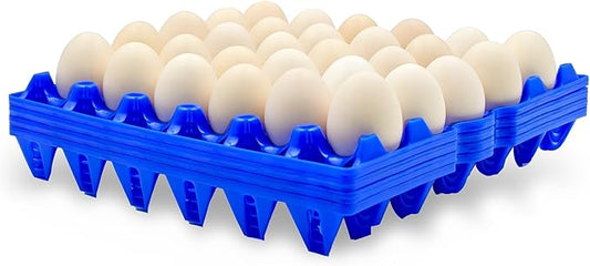 Aqwxc 4-Pack Plastic Egg Tray Egg Crate, 30-Egg Flats for Home Chicken Farmers, Stackable & Durable, Great for Storing, Sorting & Shipping, and Reusable (4-Pack Blue)