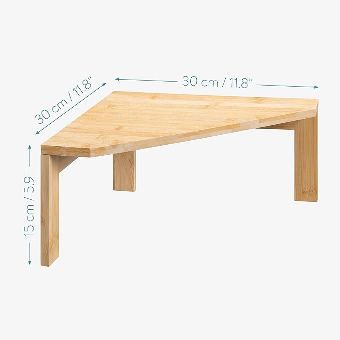 Navaris Bamboo Corner Shelf Unit - Free-Standing Corner Shelf for Kitchen Cabinet Cupboard Countertop Work Surface Storage Organizer 11.8"x11.8"x5.9"