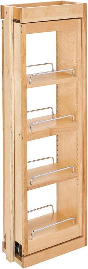 Rev-A-Shelf Kitchen Cabinet Pullout Wall Filler Wooden Organizer Slide Out Pantry Storage w/Soft-Close in Multiple Sizes, 6 x 36 In, 432-WFBBSC36-6C