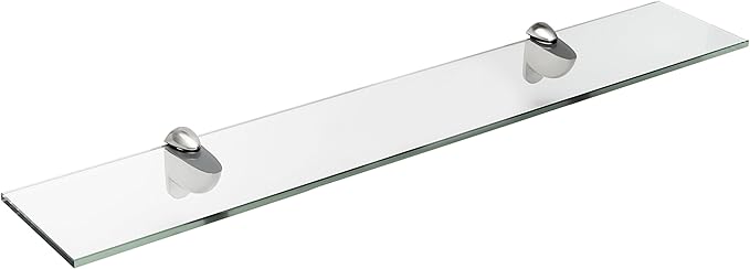 Spancraft Glass H-12x48-Brushed Steel Heron Glass Shelf, Brushed Steel, 12" x 48"