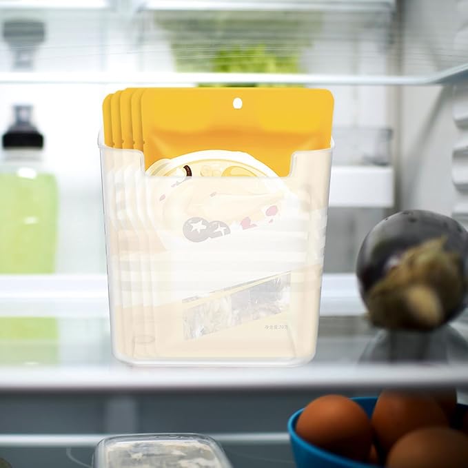 Zerodeko 2Pcs Fridge Side Door Storage Boxes Translucent Refrigerator Organizer Bins for Kitchen Essentials and Condiments Space Saving
