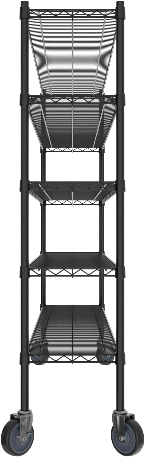 Commercial NSF Listed Black Epoxy Mobile Wire Shelving Kit 14" x 72" x 60", with 5 Shelves Perfect for Warehouse, Walk-in Refrigerator, Freezer, Grocery Store, Restaurant, Dishroom