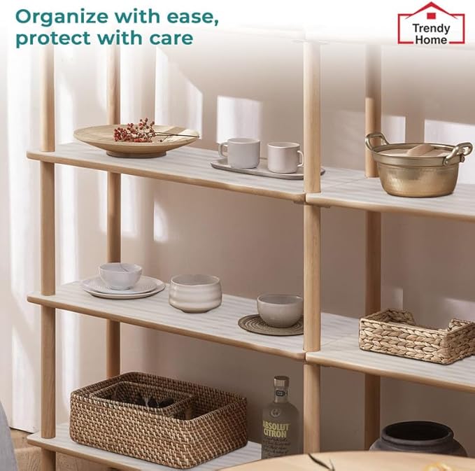 Trendy Home Shelf Liner, Non-Slip Cabinet Liner, Washable Oil-Proof for Kitchen Cabinet, Shelves, Refrigerator, Storage, Desks, 12 Inches x 120 FT, Non Adhesive Drawers (White)