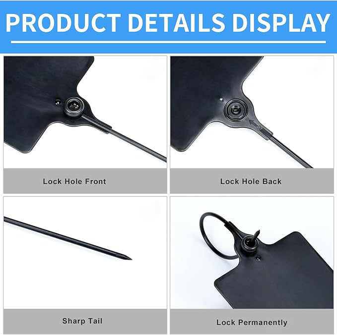 LeadSeals 100 Black Plastic Tags Shipping Tags Water Proof Tags for Labeling Shipping Labels Security Seals Writable Marker Ties Hanging Tags Storage Tag with One Marker Pen, 252*58 mm