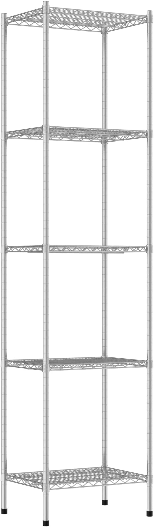 Commercial NSF Listed Chrome Stationary Wire Shelving Kit 18" x 24" x 96", with 5 Shelves Perfect for Warehouse, Walk-in Refrigerator, Freezer, Grocery Store, Restaurant, Dishroom