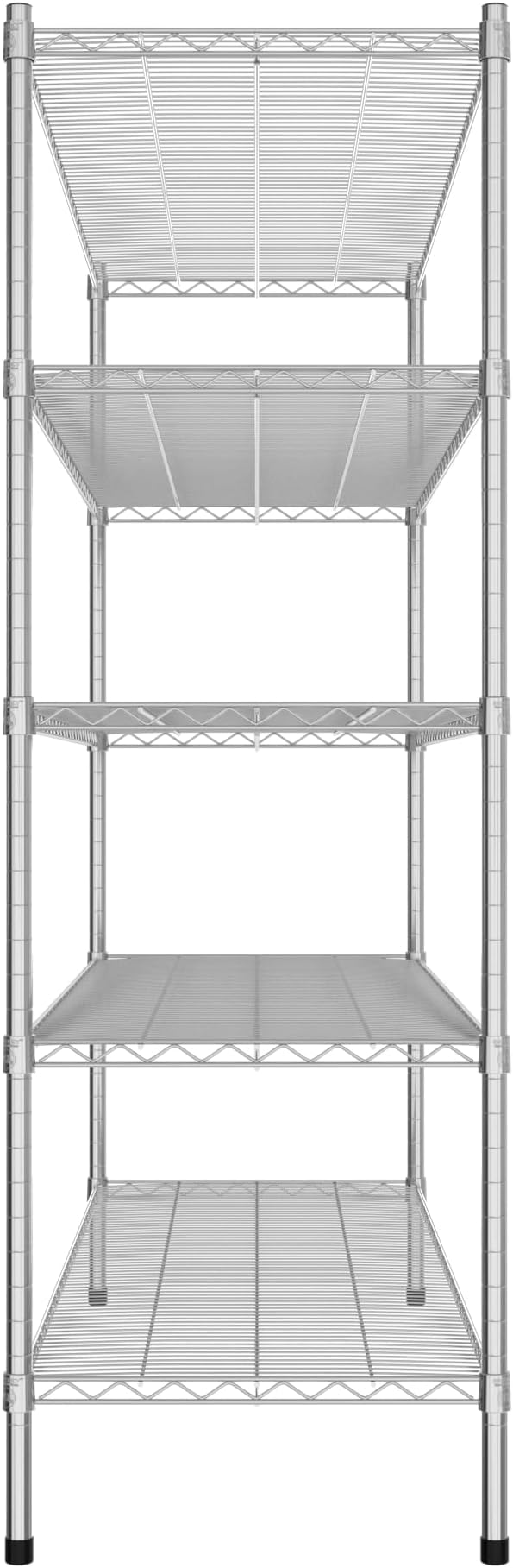 Commercial NSF Listed Chrome Stationary Wire Shelving Kit 21" x 60" x 64", with 5 Shelves Perfect for Warehouse, Walk-in Refrigerator, Freezer, Grocery Store, Restaurant, Dishroom
