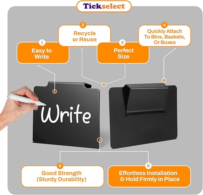 Pcs Basket Labels Clip on for Pantry Organization and Storage bin Labels with 2 Markers and 2 Wipe Cloths Reusable Chalk Basket Labels - Black Bin Labels Clip on Chalkboard Basket Tags (26)