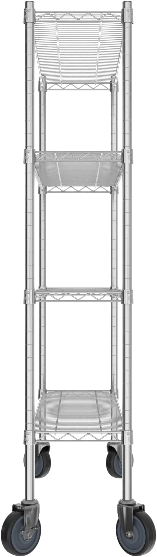 Commercial NSF Listed Chrome Mobile Wire Shelving Kit 12" x 42" x 60", with 4 Shelves Perfect for Warehouse, Walk-in Refrigerator, Freezer, Grocery Store, Restaurant, Dishroom