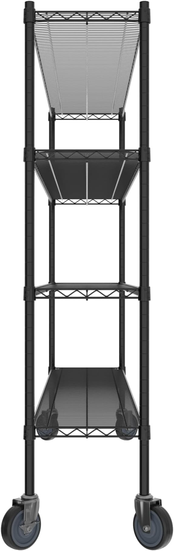 Commercial NSF Listed Black Epoxy Mobile Wire Shelving Kit 14" x 72" x 60", with 4 Shelves Perfect for Warehouse, Walk-in Refrigerator, Freezer, Grocery Store, Restaurant, Dishroom