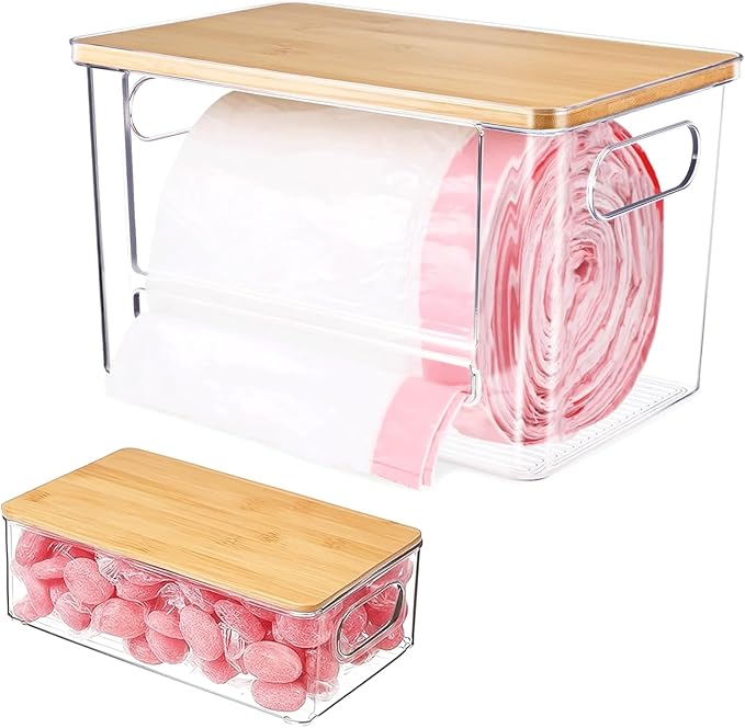 2 Pack Trash Bag Holder Dispenser for Kitchen, Laundry Room Trash Bag Holder, Acrylic Trash Bag Dispenser Extra Large for Kitchen, Laundry Room Under Sink Organization and Storage