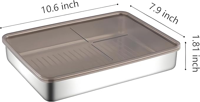 Verveia 2Pack Bacon Container for Refrigerator，Deli Meat Container for Fridge,304SS Airtight Food Storage Container,Stackable Fridge Organizer with Locking Lid (BPA Free)
