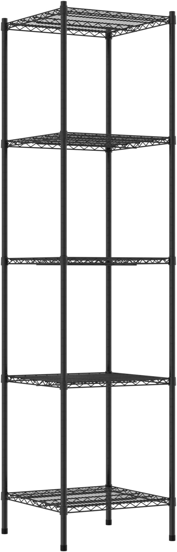 Commercial NSF Listed Black Epoxy Stationary Wire Shelving Kit 24" x 24" x 96", with 5 Shelves Perfect for Warehouse, Walk-in Refrigerator, Freezer, Grocery Store, Restaurant, Dishroom