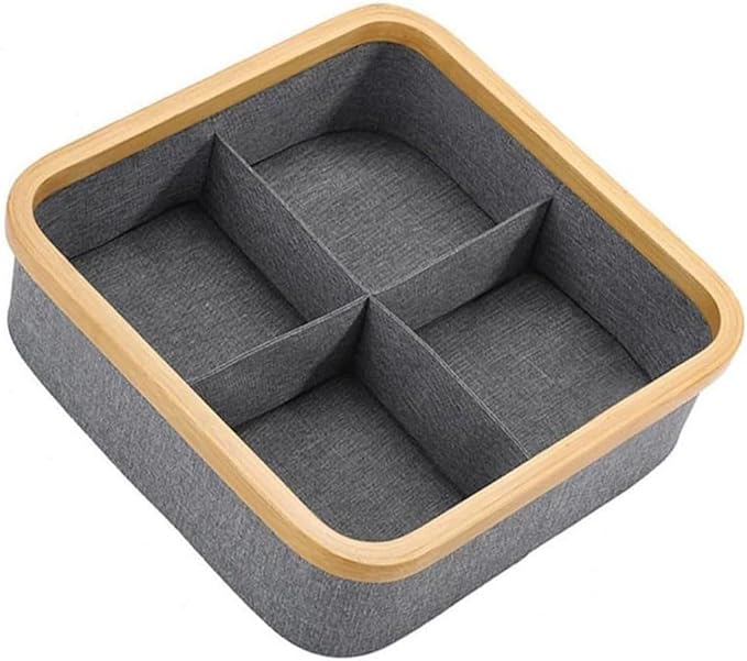 Drawer Organizer Storage Box Cotton Linen Fabric Container for Wardrobe Closet Organization Home Storage Solution Foldable Box for Clothes Underwear Pants(4)