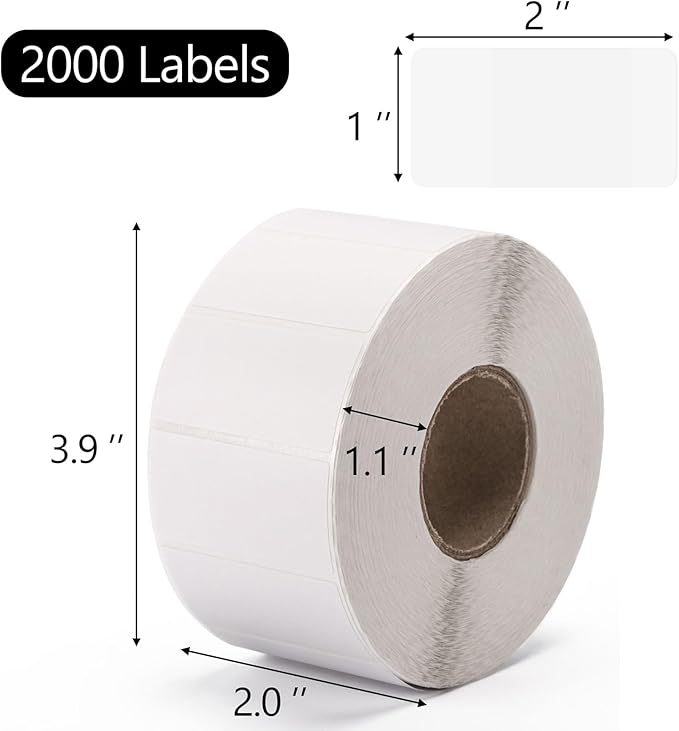 2000 Pcs White Labels Stickers to Write On 2 x 1 Inch, Waterproof and Oil Resistant Blank Barcode Labels for Food Containers Jars Pantry Organization