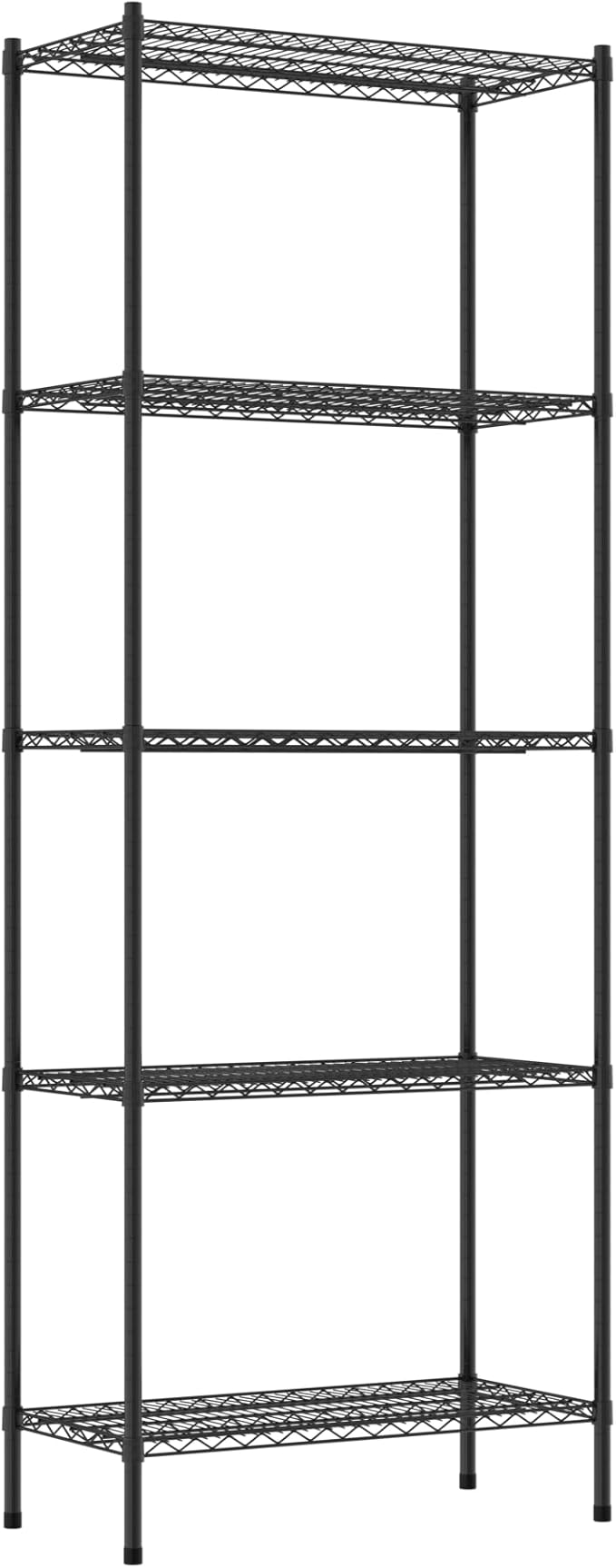Commercial NSF Listed Black Epoxy Stationary Wire Shelving Kit 18" x 36" x 96", with 5 Shelves Perfect for Warehouse, Walk-in Refrigerator, Freezer, Grocery Store, Restaurant, Dishroom