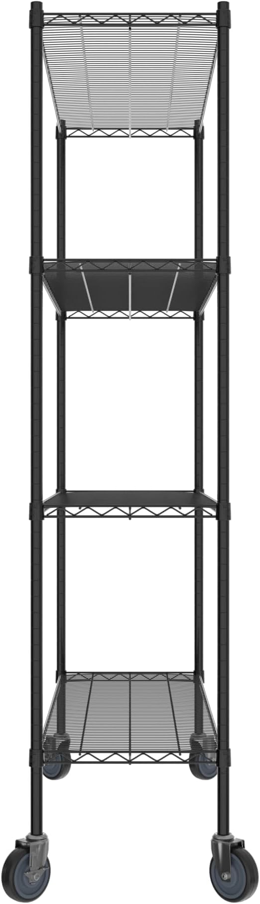Commercial NSF Listed Black Epoxy Mobile Wire Shelving Kit 18" x 54" x 80", with 4 Shelves Perfect for Warehouse, Walk-in Refrigerator, Freezer, Grocery Store, Restaurant, Dishroom