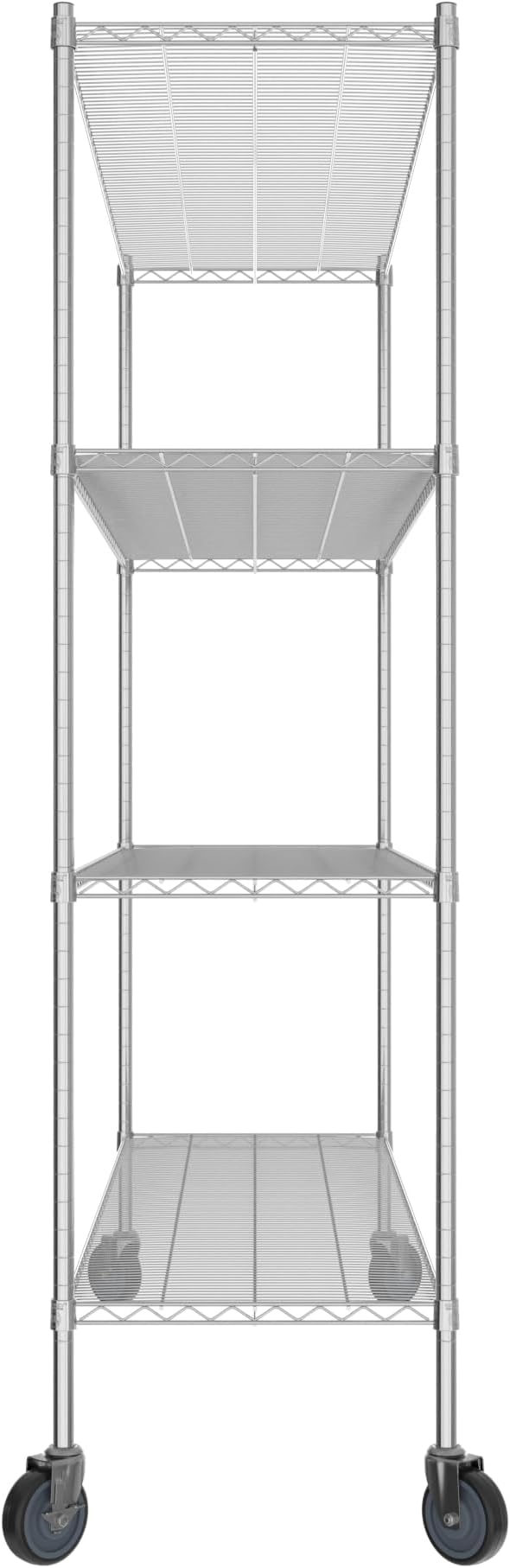 Commercial NSF Listed Chrome Mobile Wire Shelving Kit 21" x 72" x 80", with 4 Shelves Perfect for Warehouse, Walk-in Refrigerator, Freezer, Grocery Store, Restaurant, Dishroom
