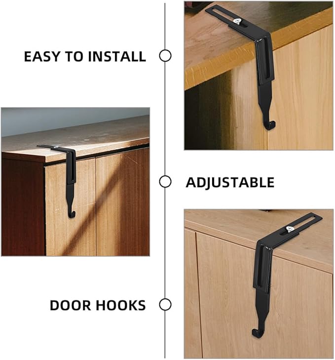 BESPORTBLE 2pcs Adjustable Over Door Cabinet Hooks Heavy Duty Metal Hanging Organizer Multipurpose Hooks for Bedrooms and Cabinets Sturdy Minimalist Design with Flexible Fit