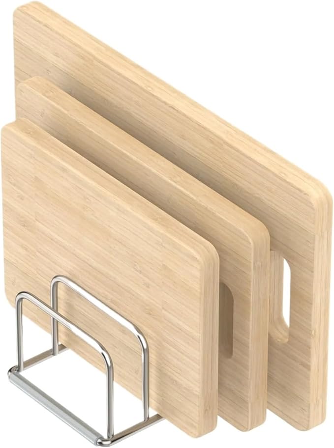 Cutting Board Rack 2pcs Kitchen Cabinet Organizer, Steel Cookware Holder, Divided with 5 For Chefs,Baker Offer A Space-Saving Solution