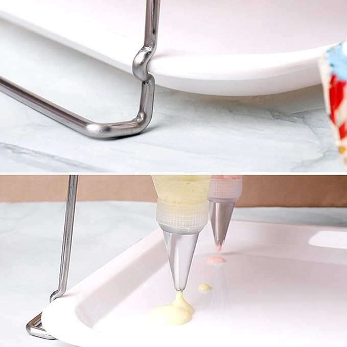 Collapsible Piping Bag Stand with Drip Tray - 12 Hole Organizer + Nail Slots | Compact Baking Storage for Countertops, Home Bakeries & Kitchens