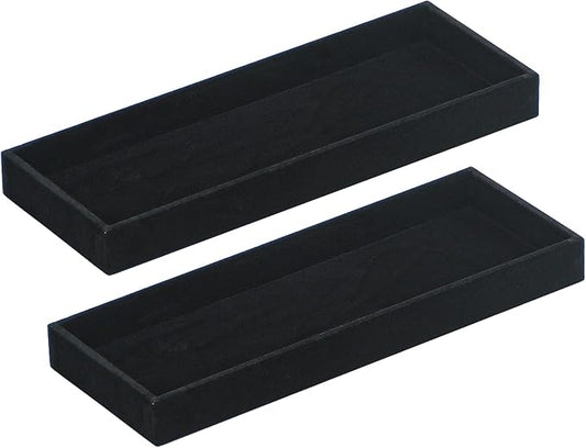 2Pcs Desk Drawer Storage Tray, Nightstand Organizer Tray, Necklace Bracelet Ring Earring Jewelry Display Tray, Grid Table Organizer Holder Tray for Sunglass, Phone, Watch, Perfume (1 grid)/Black
