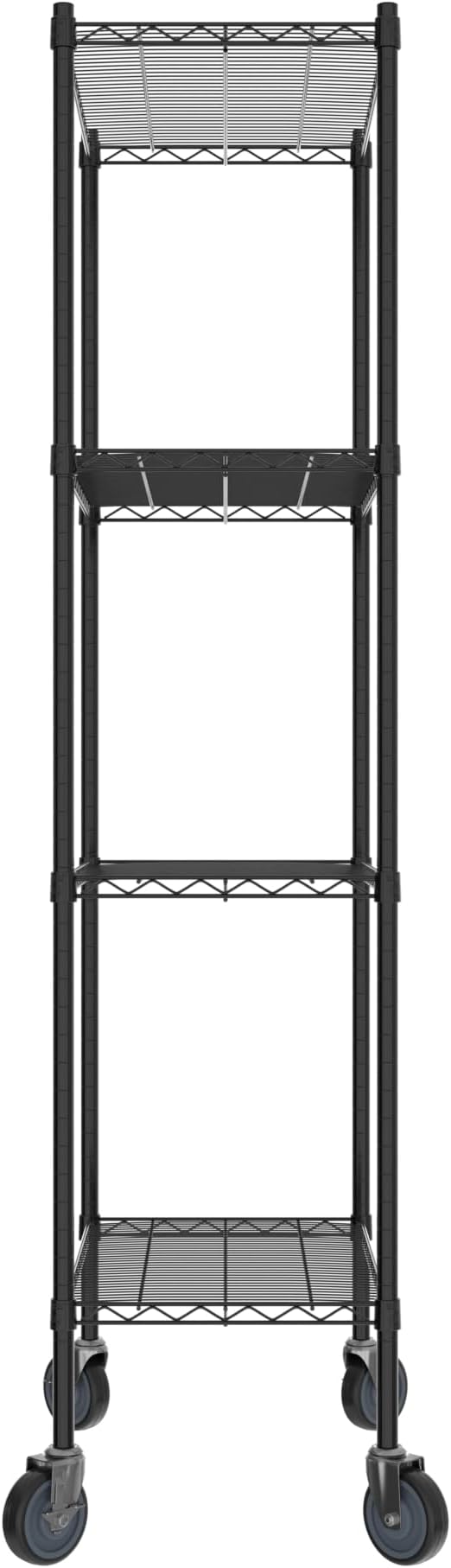 Commercial NSF Listed Black Epoxy Mobile Wire Shelving Kit 18" x 30" x 80", with 4 Shelves Perfect for Warehouse, Walk-in Refrigerator, Freezer, Grocery Store, Restaurant, Dishroom