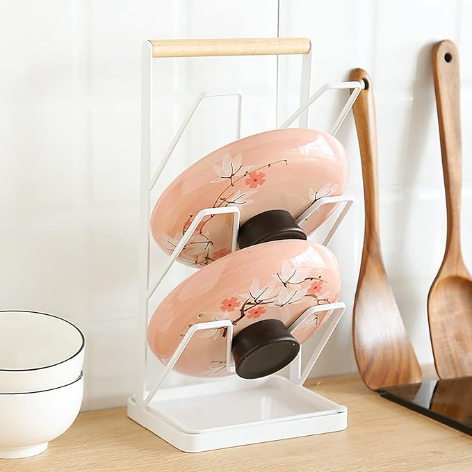 Pots and Pans Lid Organizer 3 Layer Pot Lid Holder Vertical Pot Cover Drainage Storage Rack Chopping Board Organizer for Kitchen