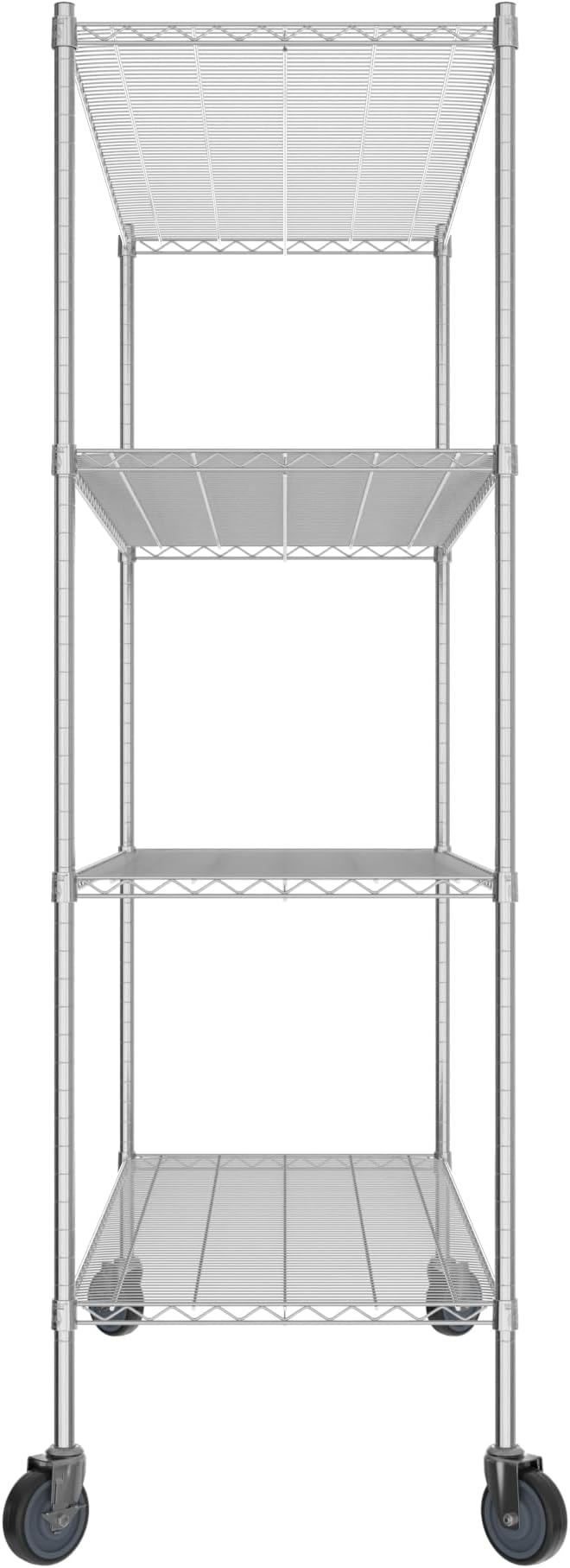 Commercial NSF Listed Chrome Mobile Wire Shelving Kit 24" x 60" x 80", with 4 Shelves Perfect for Warehouse, Walk-in Refrigerator, Freezer, Grocery Store, Restaurant, Dishroom