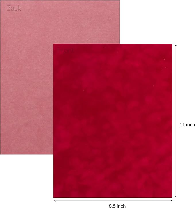 S.E.I Tomato Velvet Paper, Felt Fabric For Drawer and Jewelry Box Liner, 8.5" x 11" - 12 Sheets