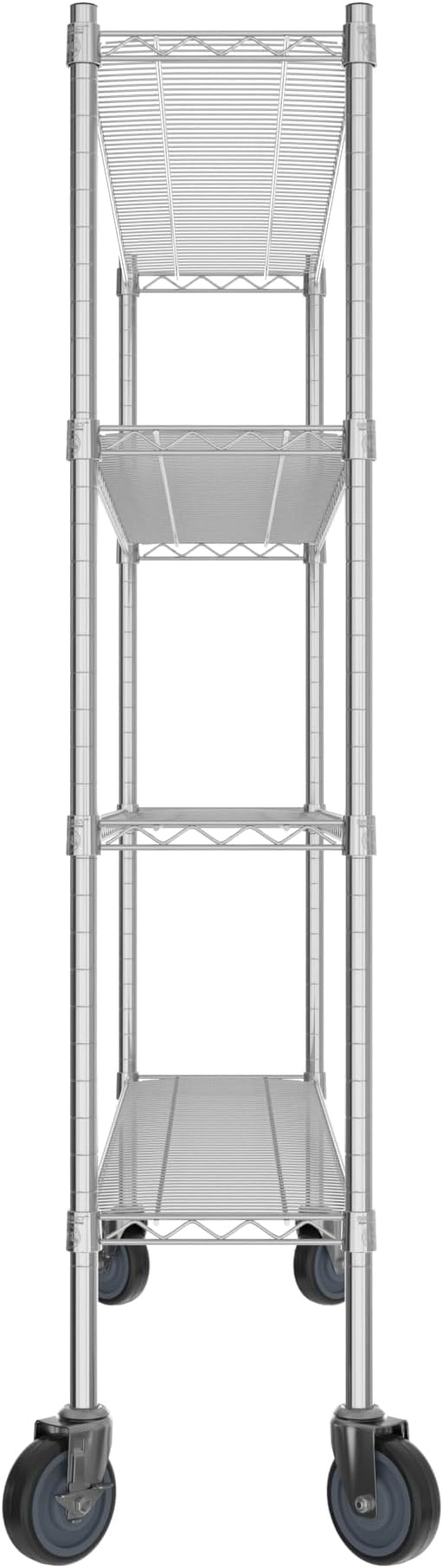 Commercial NSF Listed Chrome Mobile Wire Shelving Kit 12" x 54" x 60", with 4 Shelves Perfect for Warehouse, Walk-in Refrigerator, Freezer, Grocery Store, Restaurant, Dishroom