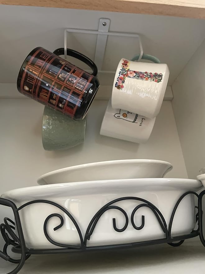 ECROCY Mug Hooks Under Cabinet Space-Saving, Easy Screw Mounting, Metal Coffee Cup Hooks 3 Pack
