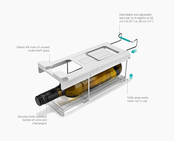 Joseph Joseph FridgeStore Foldable Under-Shelf Fridge Storage Bottle & Wine Holder – Space-Saving, Fits Shelves 13-18" Deep
