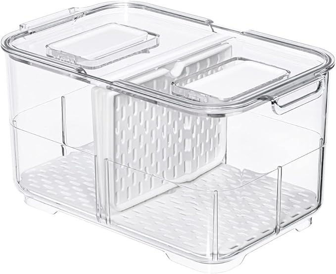 blitzlabs Refrigerator Organizer Bins Produce Saver, Stackable Freezer Bins Fresh Keeper Food Storage Containers for Fridge Freezer Cabinet Kitchen Organization -5700ML