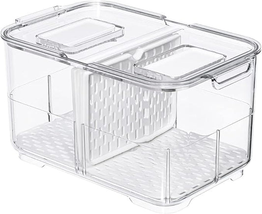 blitzlabs Refrigerator Organizer Bins Produce Saver, Stackable Freezer Bins Fresh Keeper Food Storage Containers for Fridge Freezer Cabinet Kitchen Organization -5700ML