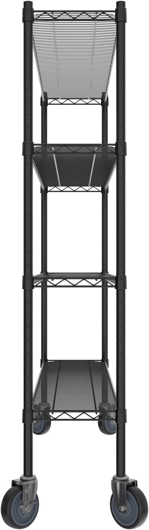 Commercial NSF Listed Black Epoxy Mobile Wire Shelving Kit 12" x 60" x 60", with 4 Shelves Perfect for Warehouse, Walk-in Refrigerator, Freezer, Grocery Store, Restaurant, Dishroom