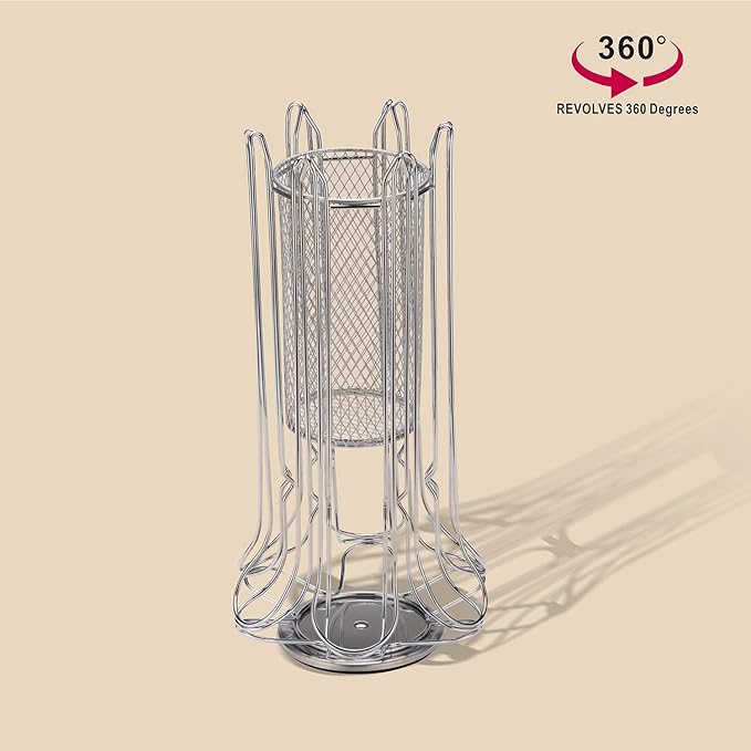 ZCDCP Nespresso Pod Holder, Vertuo Pod Holder Carousel Stand Storage with 360 Degree, Chrome Coffee Pod Holder Organizer for Nespresso Vertuo, 60 Pods