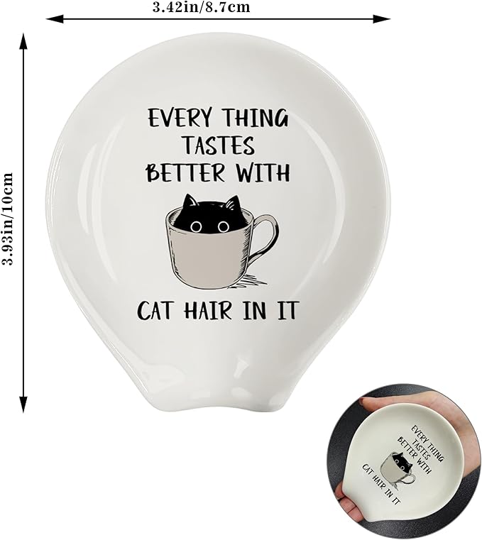 Coffee Spoon Rest, Coffee Bar Accessories & Spoon Holder, Funny Cat Spoon Holder for Coffee Lovers Gifts for Friend Wife Husband Sister (White-4)
