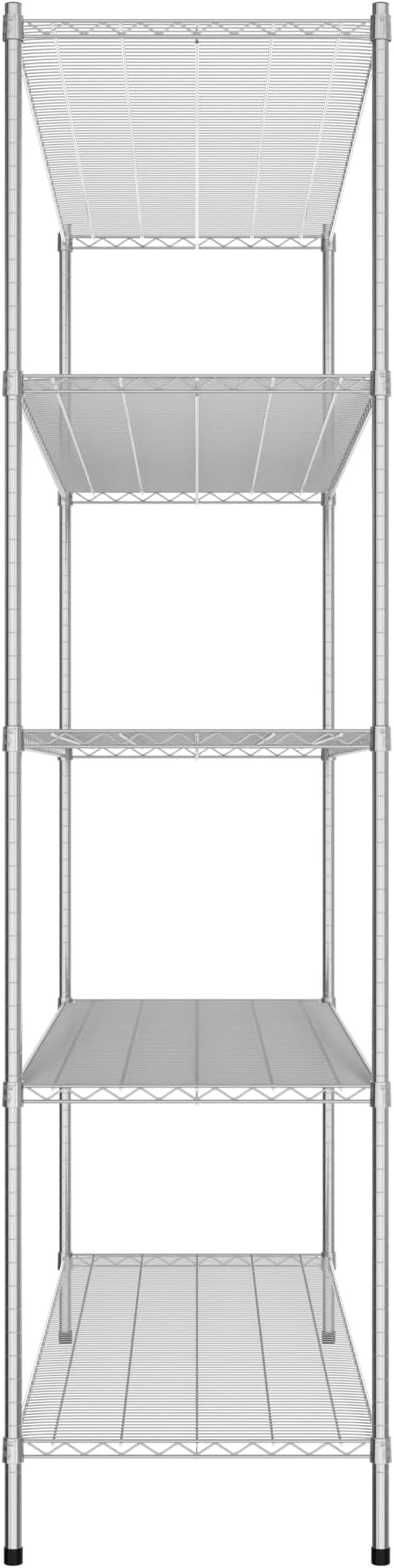 Commercial NSF Listed Chrome Stationary Wire Shelving Kit 24" x 72" x 96", with 5 Shelves Perfect for Warehouse, Walk-in Refrigerator, Freezer, Grocery Store, Restaurant, Dishroom