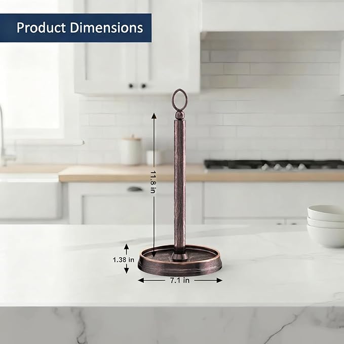 Paper Towel Holder Steel Paper Holder countertop，Black Paper Towel Holder for Kitchen Countertops, Bars & Dining Tables,Fits Standard & Jumbo Rolls, Oil Rubbed Bronze