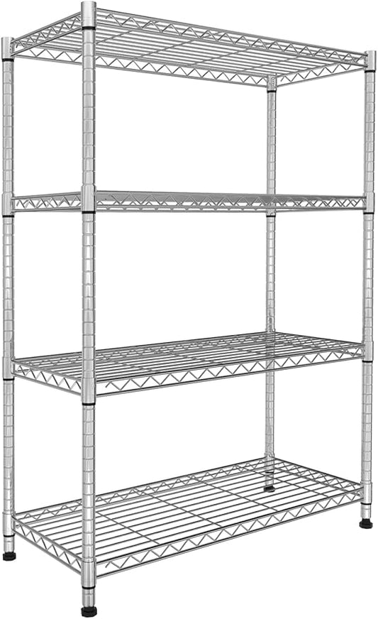 4-Shelf Metal Shelving Rack 36" L x 14" D x 54" H Garage Storage Shelves NSF Adjustable Wire Shelves Organizer for Kitchen Closet Basement, Each Shelf Can Hold 250LBS, Chrome