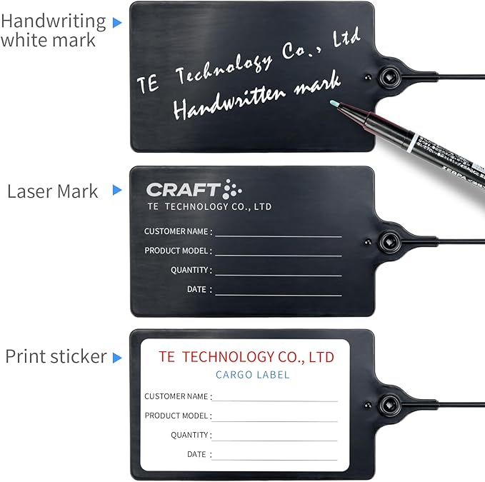LeadSeals 100 Black Plastic Tags Shipping Tags Water Proof Tags for Labeling Shipping Labels Security Seals Writable Marker Ties Hanging Tags Storage Tag with One Marker Pen, 252*58 mm