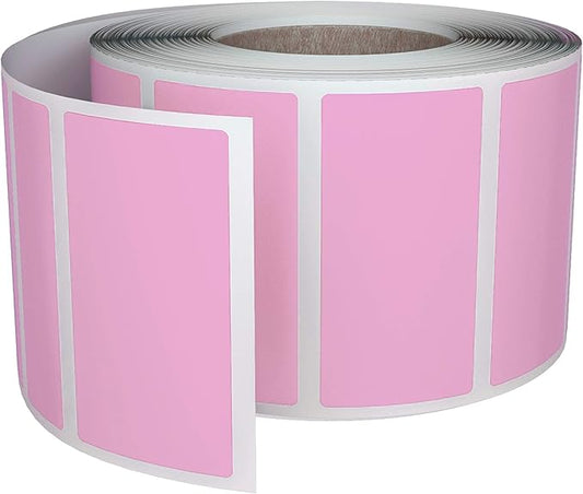 Royal Green Rectangular Label Stickers Roll (1.57 inch x 0.75 inch) Small Adhesive Rectangles in Pastel Pink 40mm x 19mm - 500 Pack