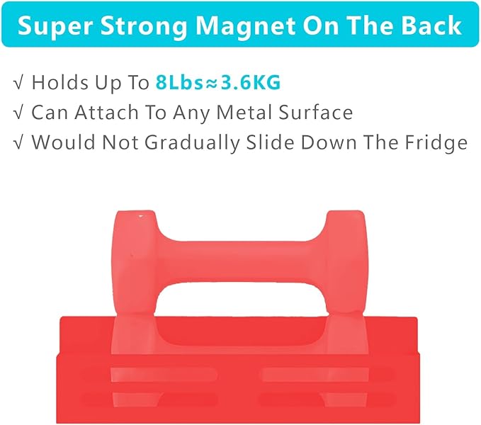 Roysili Magnetic Spice Rack for Refrigerator, Metal Spice Rack Organizer, Magnetic Shelf for Fridge 4Pack Red