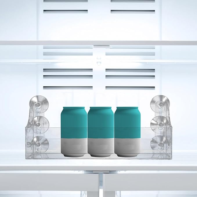 Homoyoyo Suction Cup Refrigerator Rack Organizer,Acrylic Refrigerator Storage Shelf with Suction Cups Refrigerator Can Rack for Refrigerator Can Hold Spices, Jars, and More