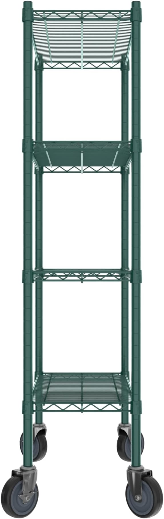 Commercial NSF Listed Green Epoxy Mobile Wire Shelving Kit 14" x 30" x 60", with 4 Shelves Perfect for Warehouse, Walk-in Refrigerator, Freezer, Grocery Store, Restaurant, Dishroom