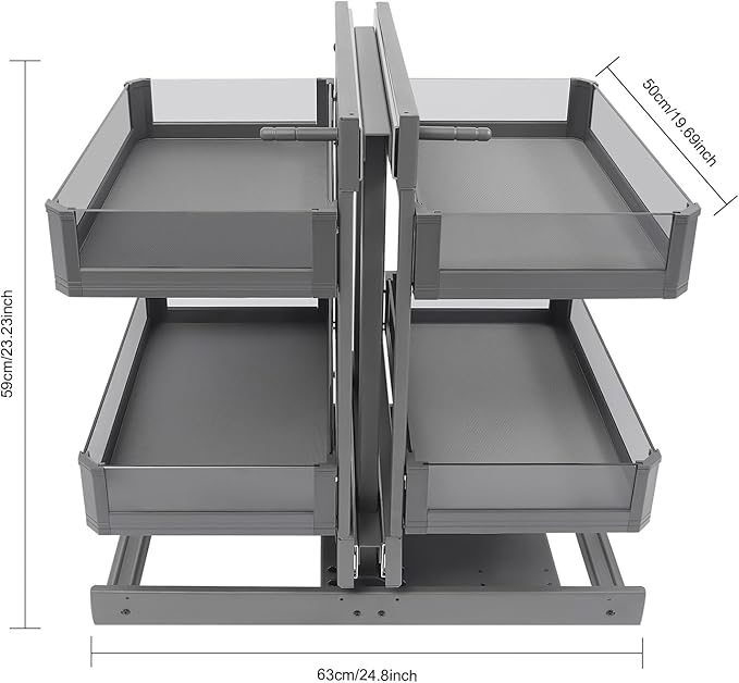 Blind Corner Pull Out Organizer for 24.8'' Cabinet, Pull Out Kitchen Storage Rack with Double Layer 4 Baskets, Smooth Sliding Rails for Suitable For Kitchen Corner Cabinets