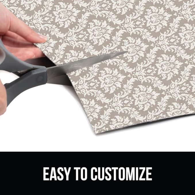 GORILLA GRIP LeakGuard Non-Adhesive Under Sink Mat for Kitchen Cabinet, 24x50, Waterproof Quick Dry Shelf Liner, Durable Absorbent Felt Mats for Bathroom Sinks, Cabinets, Dresser, Damask Taupe Cream