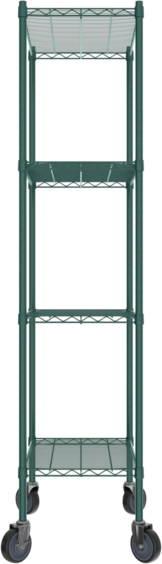 Commercial NSF Listed Green Epoxy Mobile Wire Shelving Kit 18" x 30" x 80", with 4 Shelves Perfect for Warehouse, Walk-in Refrigerator, Freezer, Grocery Store, Restaurant, Dishroom
