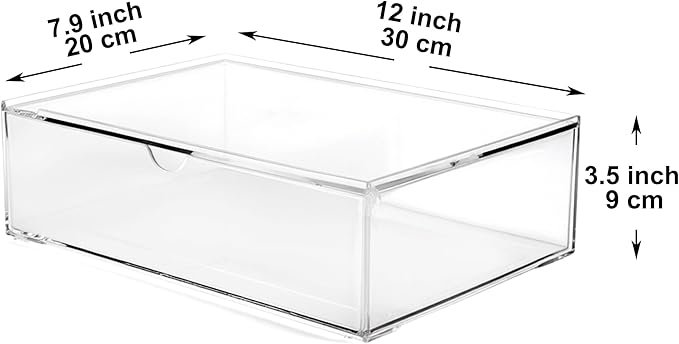 Youngever 2 Pack Stackable Office Drawer Organizers, Office Desk Organizers, Clear Stationery Organizers (12 x 7.5 x 3.5 inch)